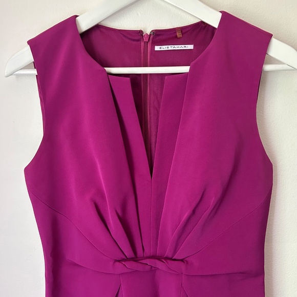 Elie Tahari Sheath Shift Sleeveless Dress in fuchsia l Size 4 - Picture 3 of 10